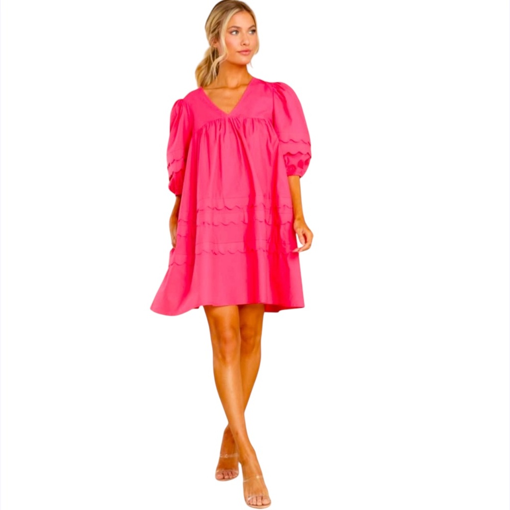 Pink Puff Sleeve Mini Dress